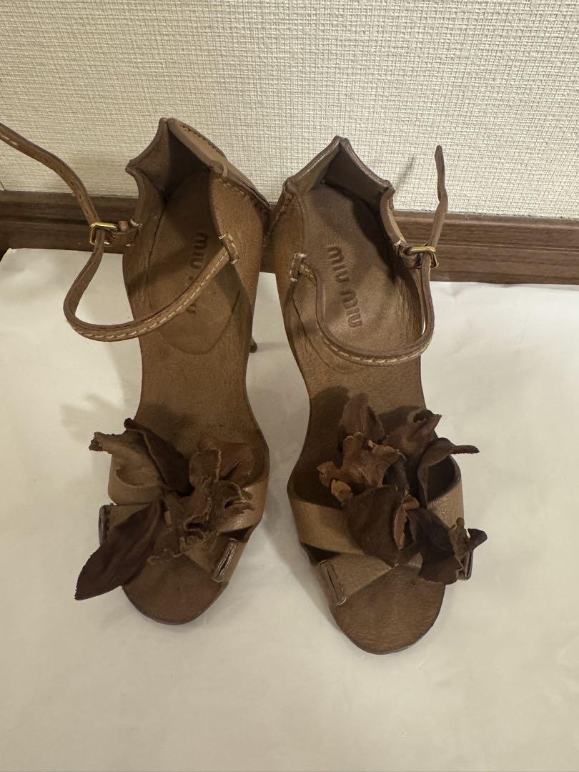 miu miu ビジュー フラワー装飾 サンダル 36