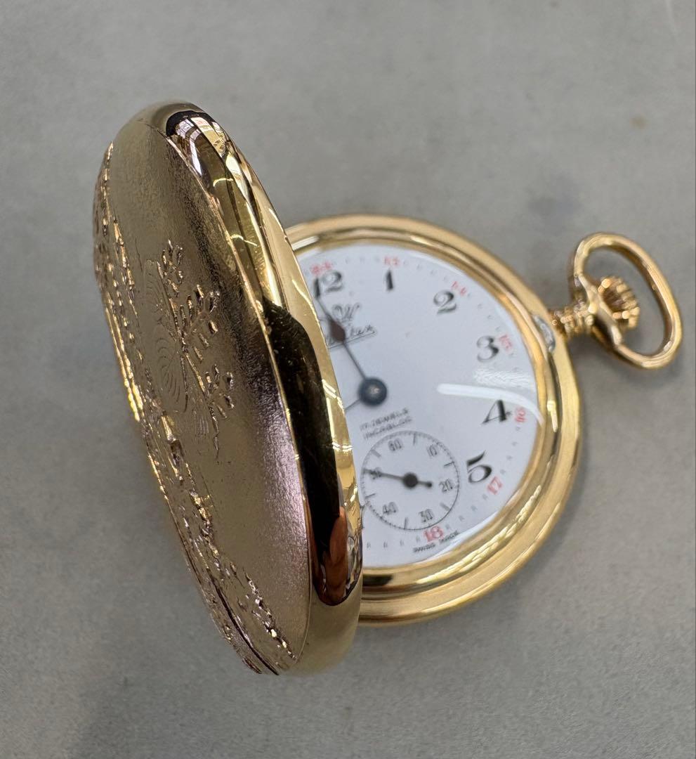 懐中時計 WATEX ワテックス 天皇長期在位記 念桐紋二重橋 手巻き式