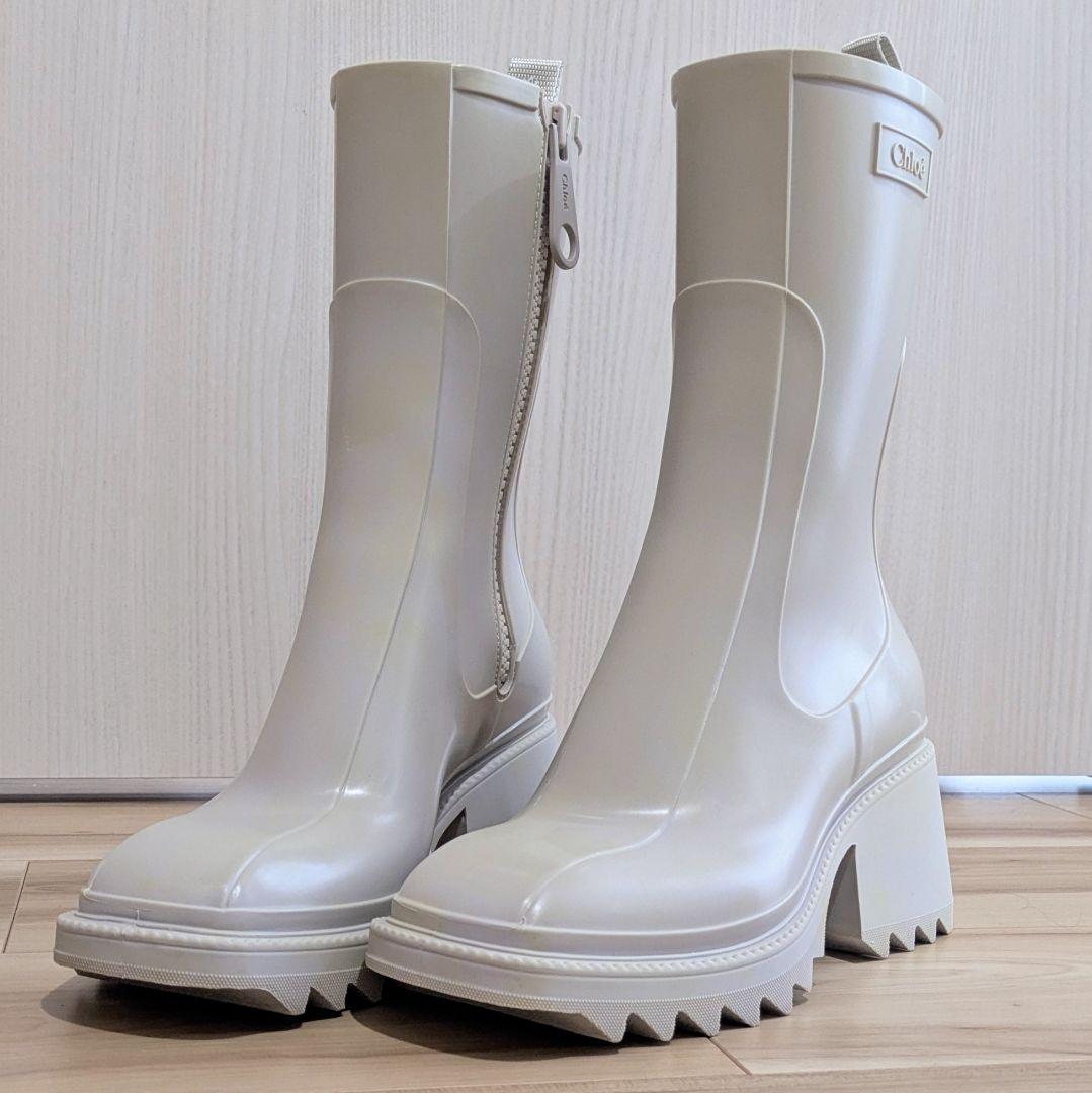 Chloe クロエ レインブーツ 厚底 ベティ 37 ベージュ - メルカリ