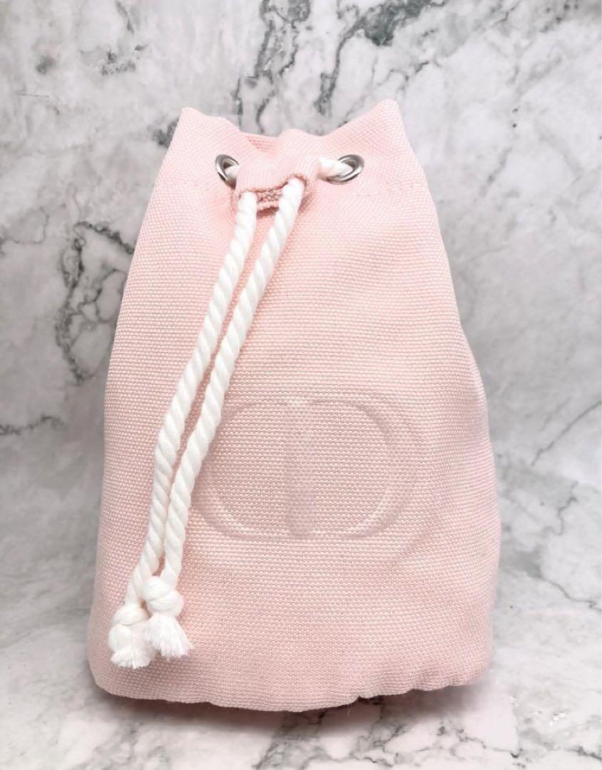 Dior ピンク 巾着ポーチ キャンバス - メルカリ