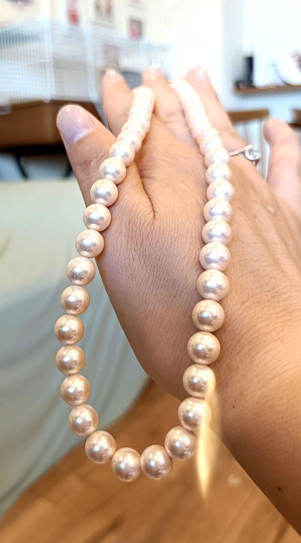 ピンクパールネックレス 美品 SILVER刻印あり あこや真珠 未使用