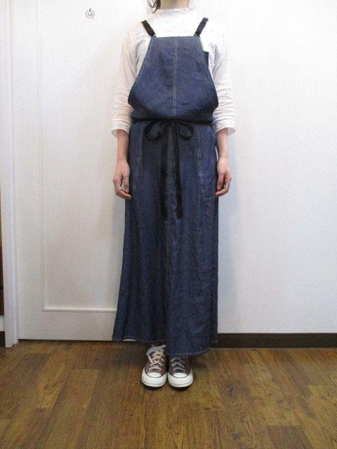 Munich／マキシ丈 エプロンワンピース ジャンパースカート サロペットデニム