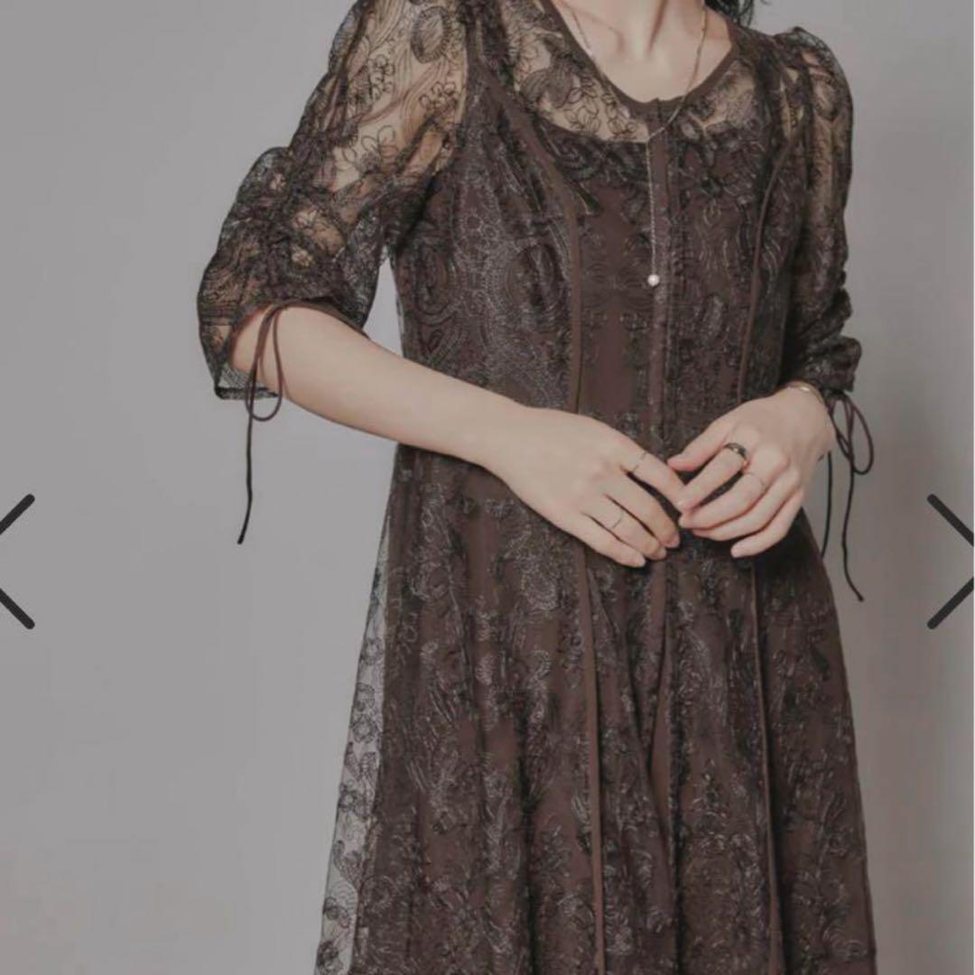 niana 刺繍レースロングカーデキャミワンピセット ワンピース オケージョン