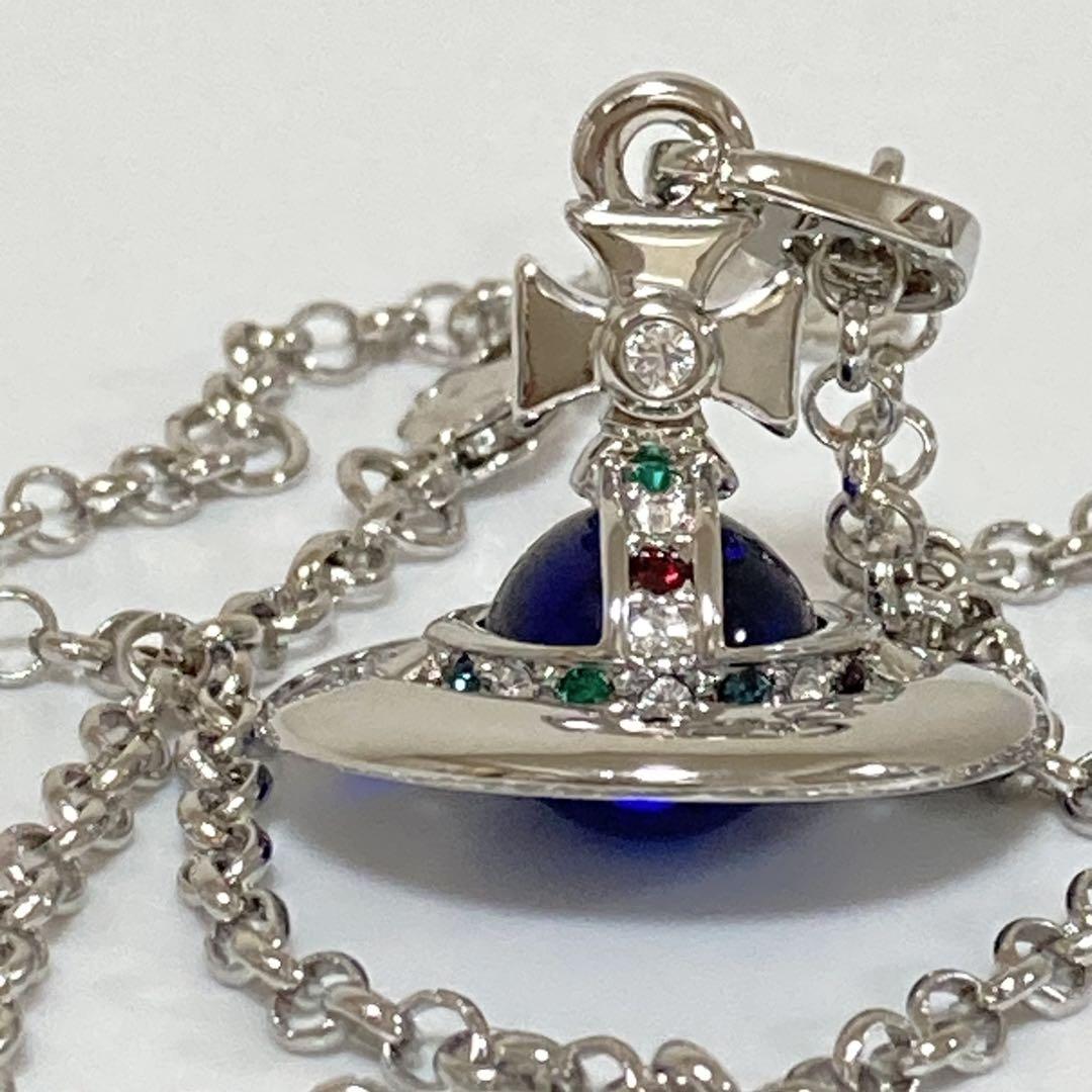 Vivienne Westwood タイニーオーブネックレス　ブルー　マルチ ヴィヴィアン｜タイニーオーブネックレス シルバー×ブルー