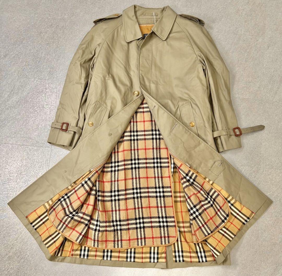 【美品】Burberrys バーバリーステンカラーコート　ノバチェックベルト付き