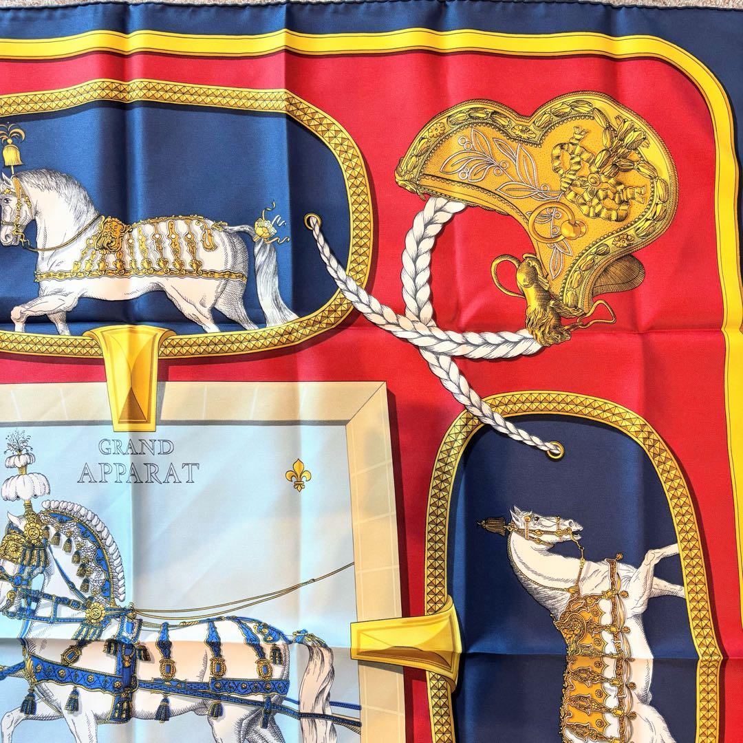 HERMES エルメス カレ90 GRAND APPARAT 盛装の馬 シルクスカーフ