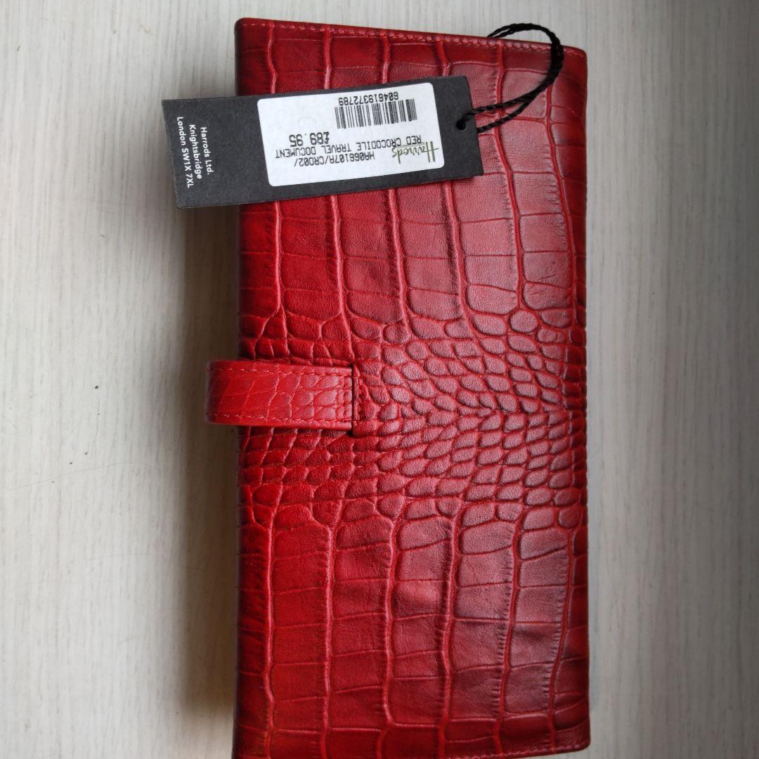 ハロッズ Harrods Red Crocodile Travel Wallet