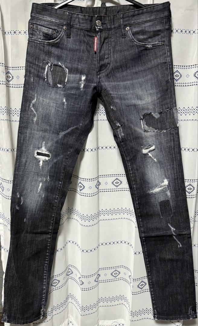 ディースクエアード DSQUARED2 クラッシュ パッチ ブラックデニム