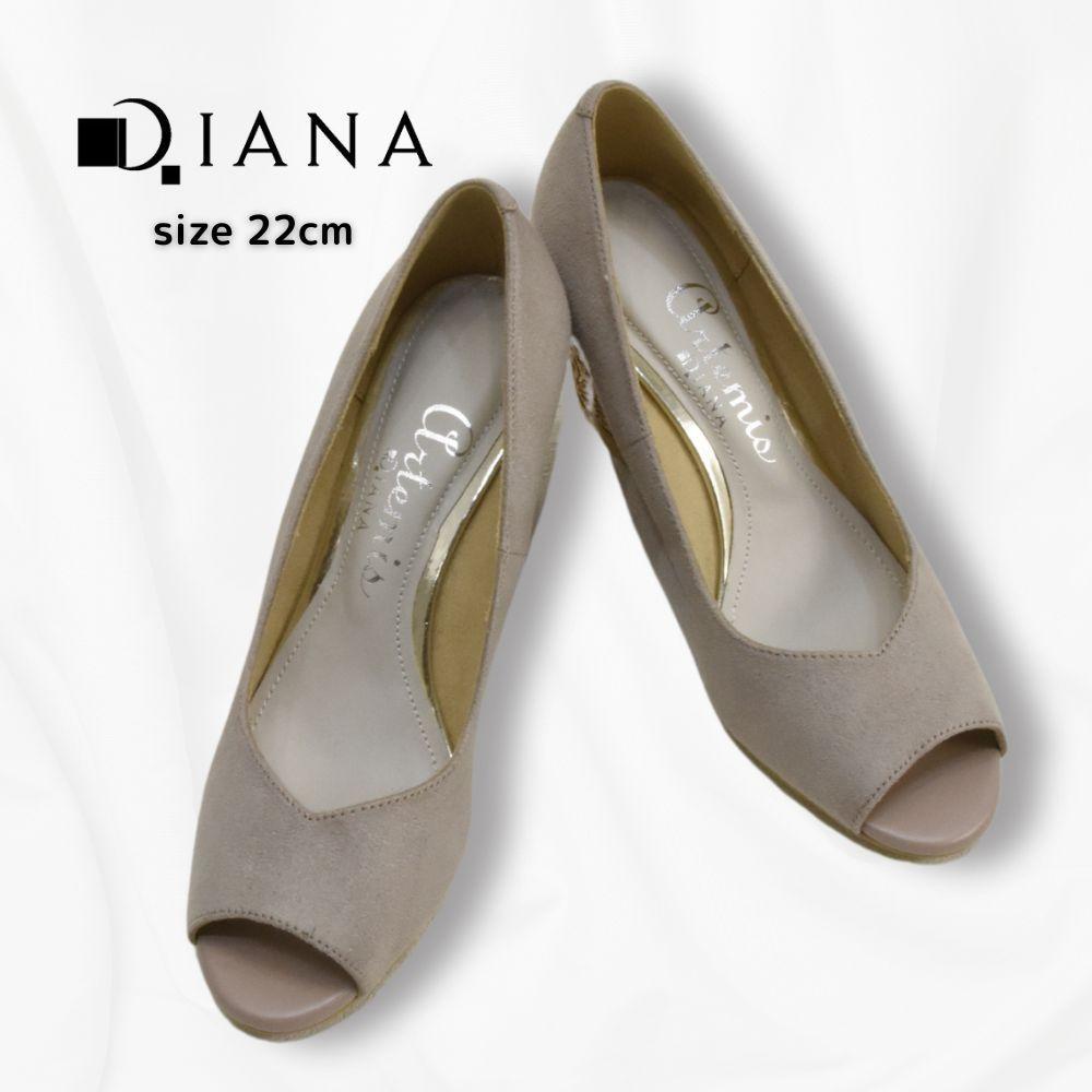 未使用品◇DIANA◇花柄コルクウェッジオープントゥパンプス◇22cm◇ダイアナ
