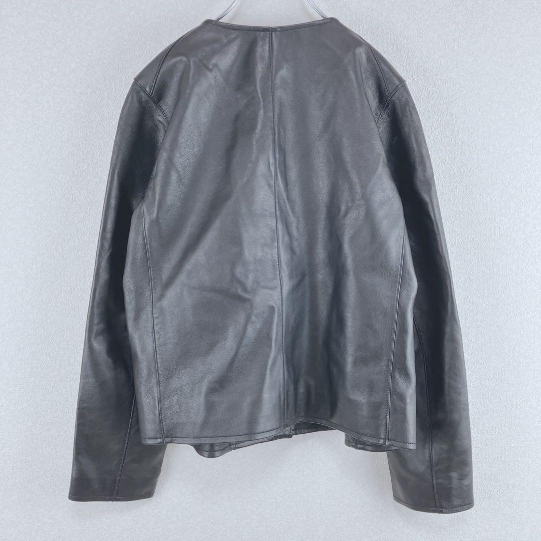 ◇無印良品【L/XL】セットアップ　ノーカラー　レザージャケット　スカート　古着