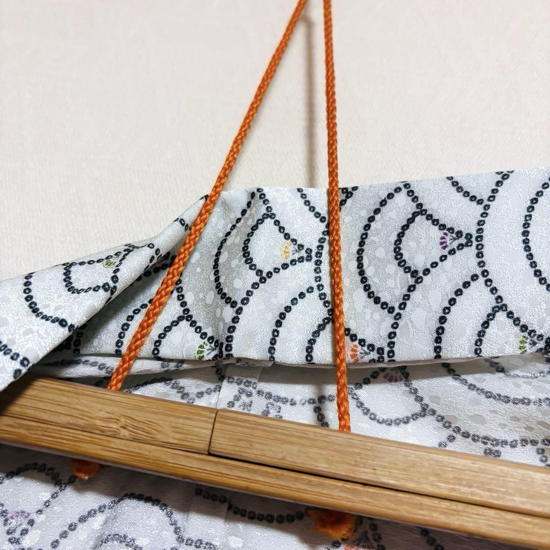 洗える着物】 青海波紋様に扇模様 着物 単衣 バチ衿 身丈約155cm