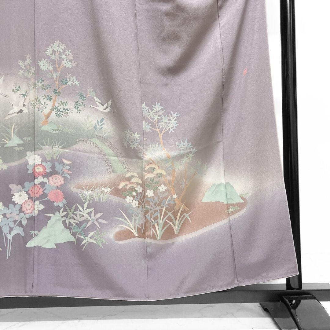 単衣 作家もの 京加賀友禅 訪問着 つばき 梅花 着物 073w p