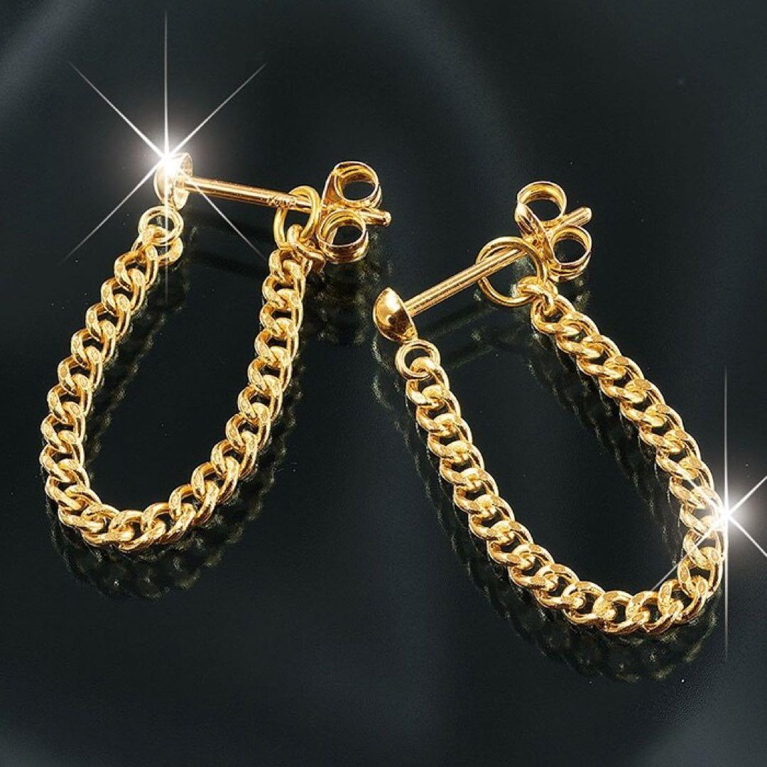 k18 YG ロングピアス チェーン ピアス 地金 新品未使用 | doguniverse.ma