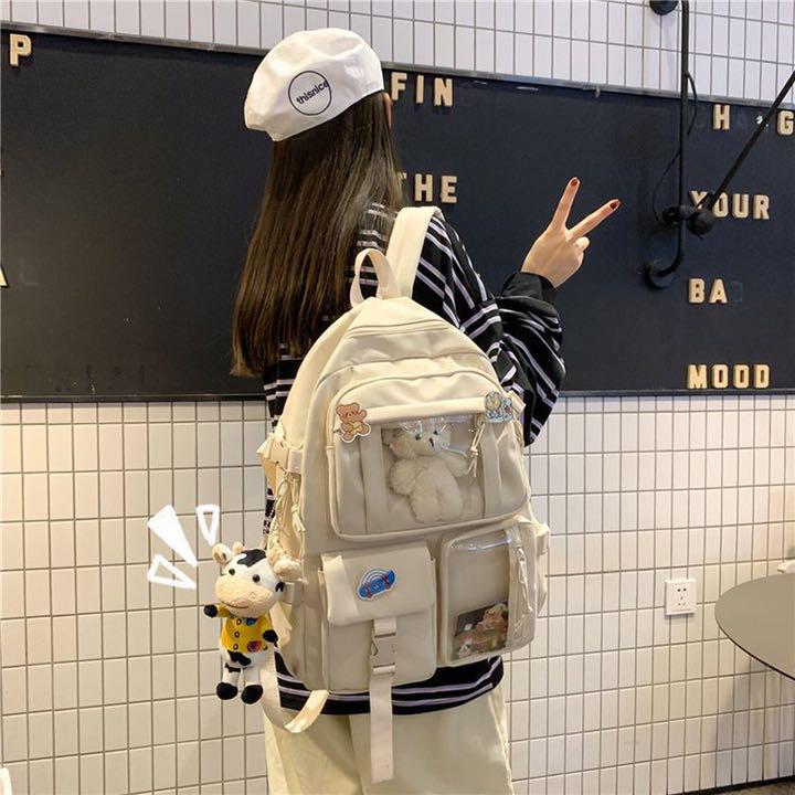 大人気 韓国リュック 大容量 ホワイト お揃い 旅行 イベント 推し 可愛い メルカリ