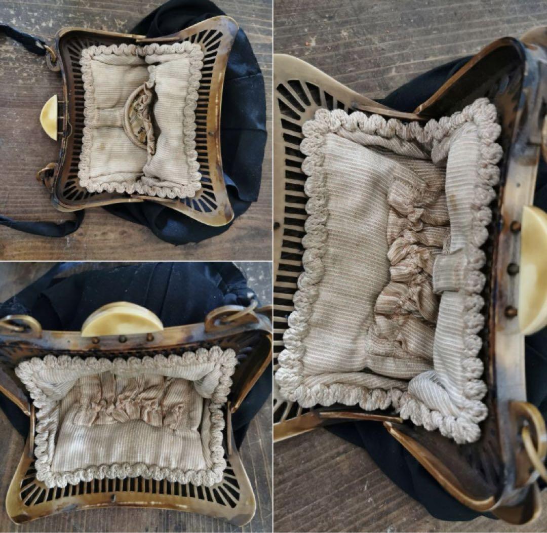 アンティーク 1923年頃製作 シルクバッグ 透かし彫り開口 室内飾り イギリス