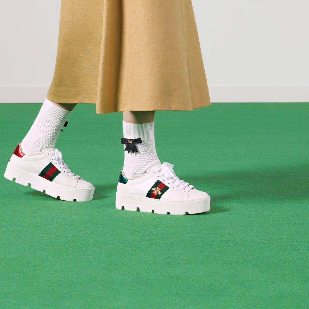 GUCCI レディース プラットフォームスニーカー イタリア製 ◇GUCCI NEW◇GGクリスタル プラットフォームスニーカー/White