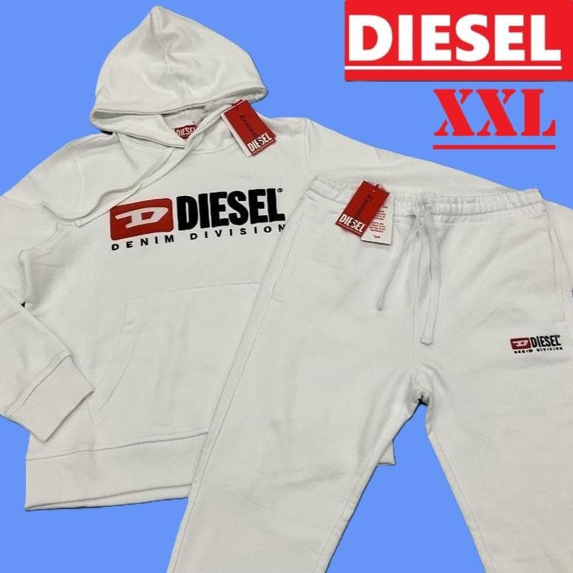 ディーゼル セットアップ XXL スウェットパーカー ＆ パンツ ホワイト2XL 3L DIESEL