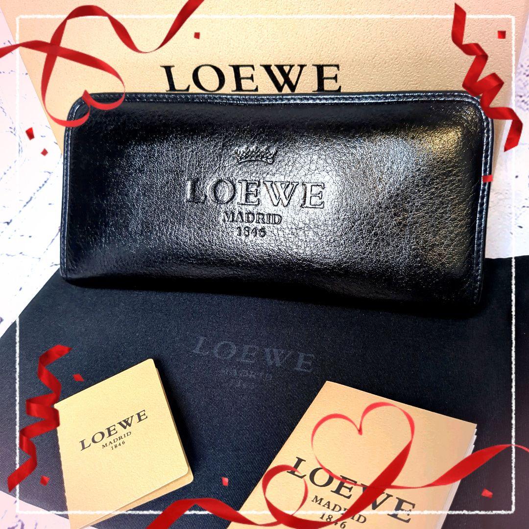 LOEWE ブラック レザー 長財布