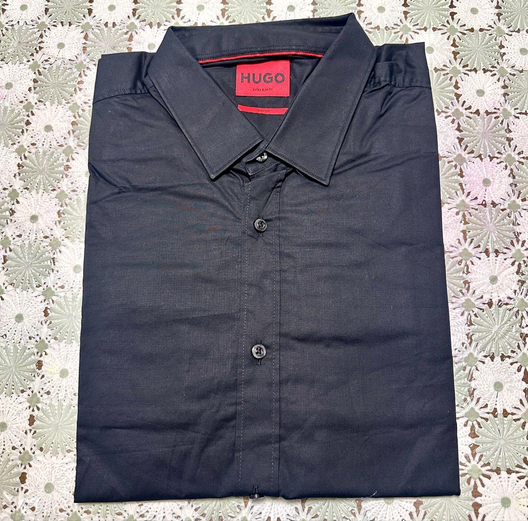 HUGO 黒 長袖シャツ Size XL