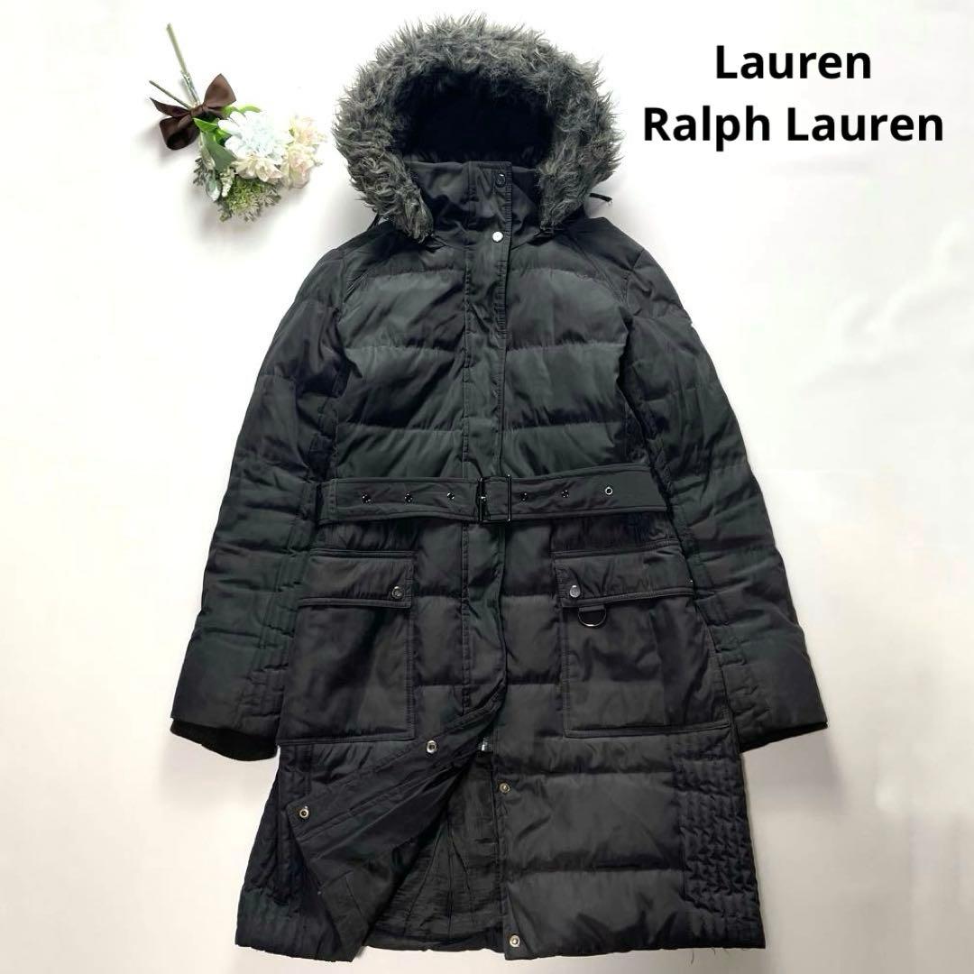 ラルフローレン ダウンコート ベルト 大きいサイズ ファー AラインM LAUREN RALPH LAUREN