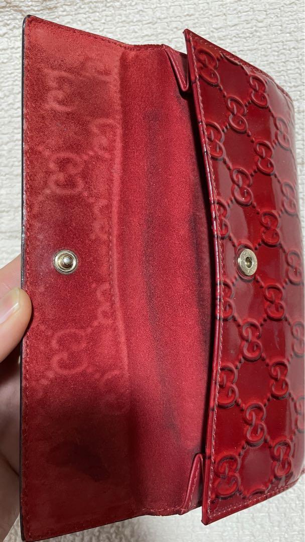 Gucci エナメル レッド 二つ折り財布