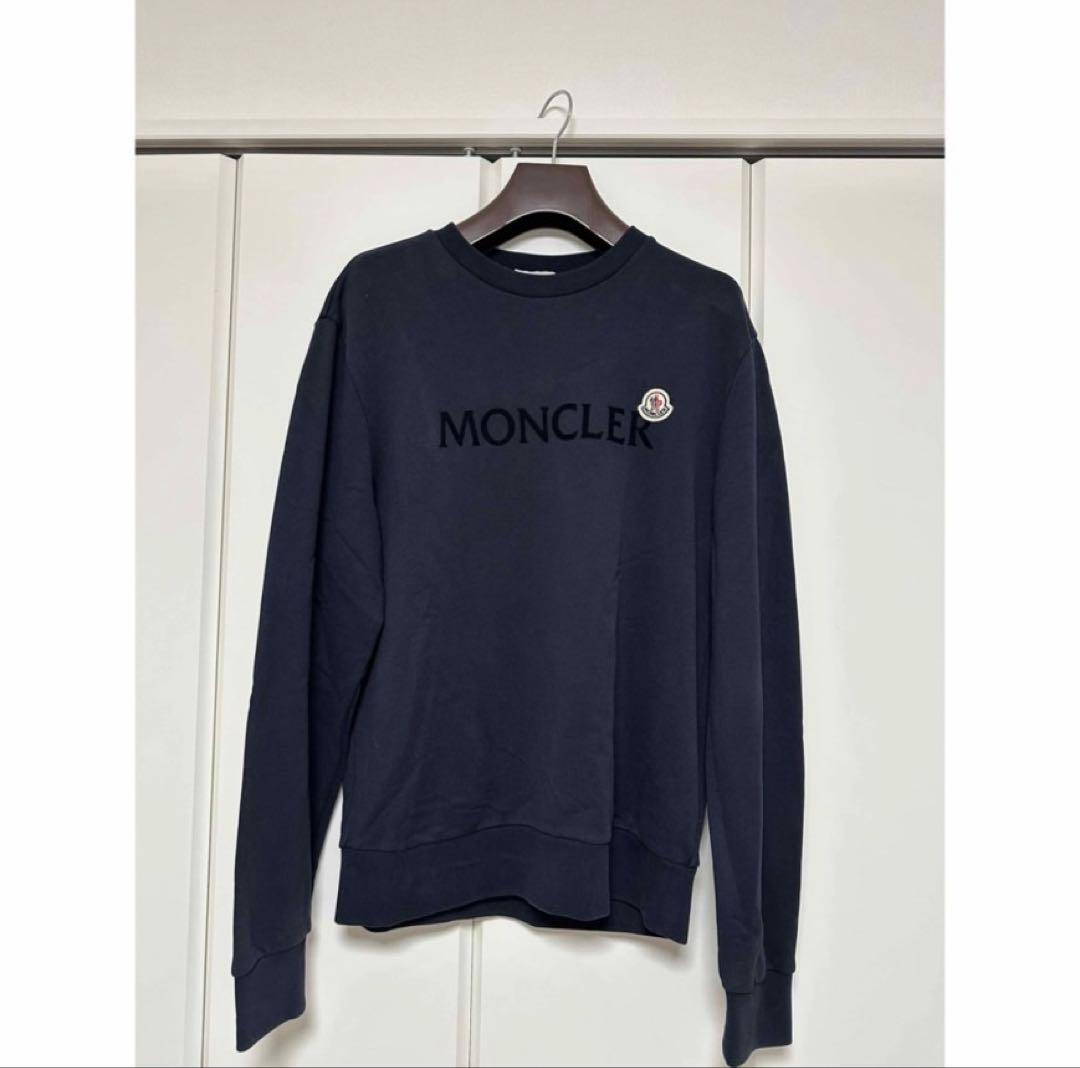 【美品】モンクレール ロゴスウェット メンズサイズM ネイビー