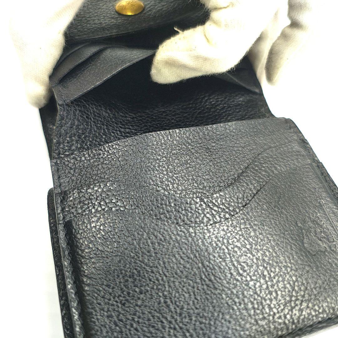 極美品 IL BISONTE イルビゾンテ 二つ折り財布 がま口 ブラック