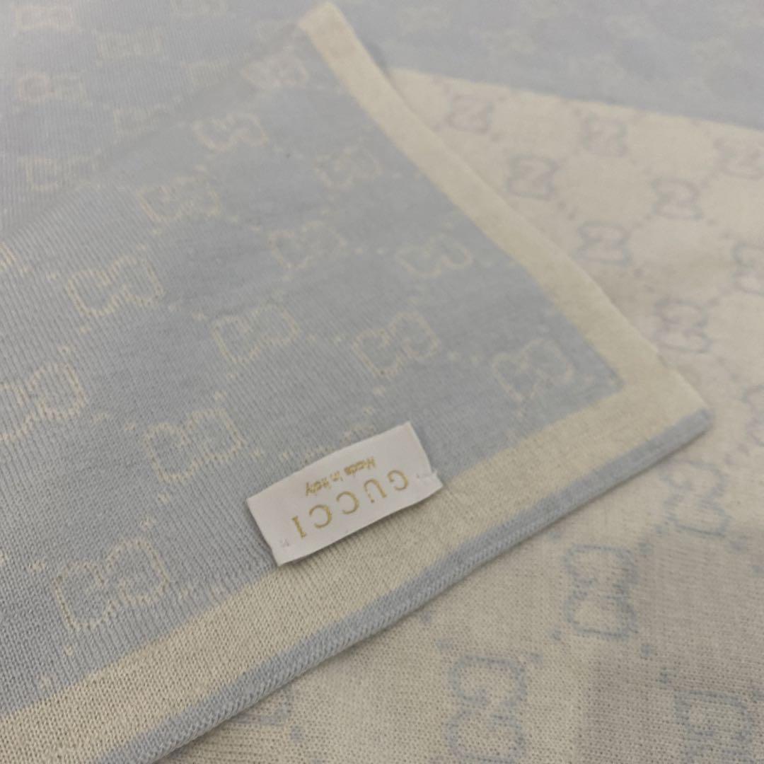 GUCCIグッチ ブランケット薄水色アイボリー