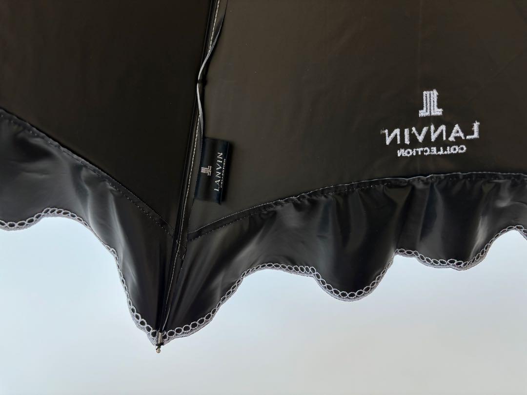 【新品】ランバンコレクション　日傘　楽折　刺繍　フリル　折りたたみ　晴雨兼用 ランバン コレクション LANVIN COLLECTION 晴雨兼用折りたたみ