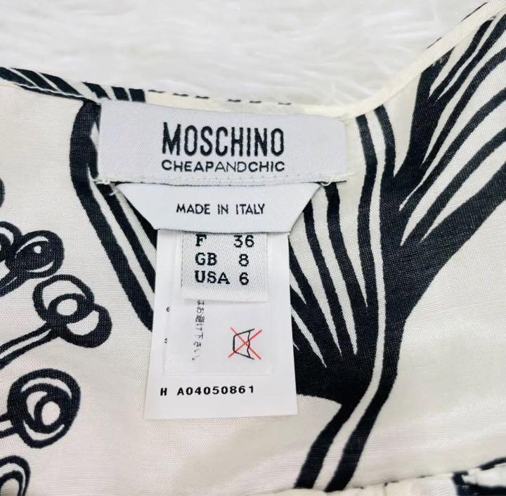 定価16 Moschino ノースリーブAラインワンピース S 白 シルク混