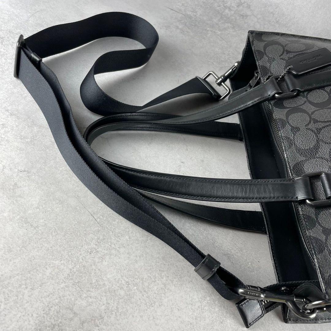極美品 コーチ グラハム 2way トートバッグ レザー PVC ブラック 縦型