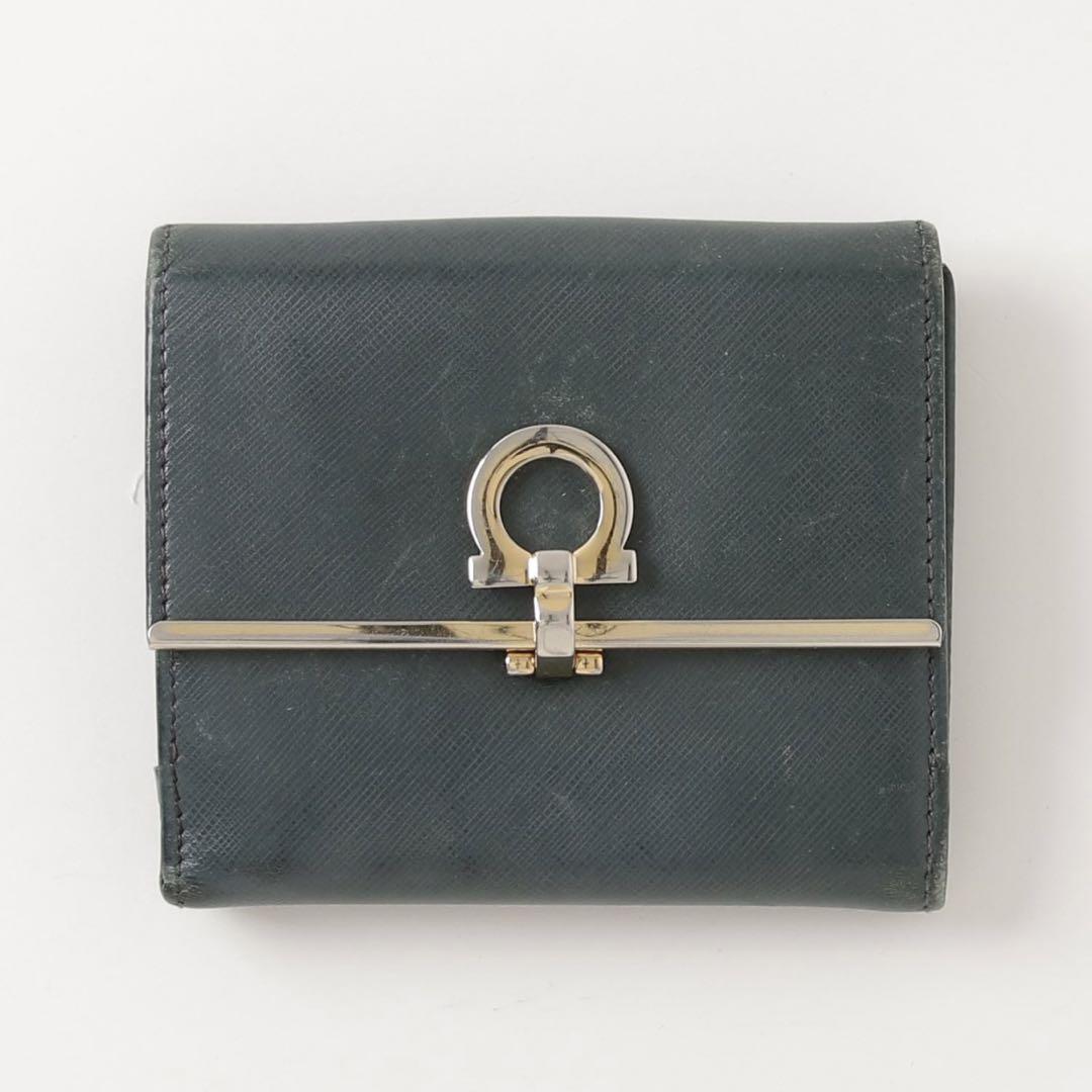 【値段交渉可】salvatore ferragamo 折り財布　ブルー