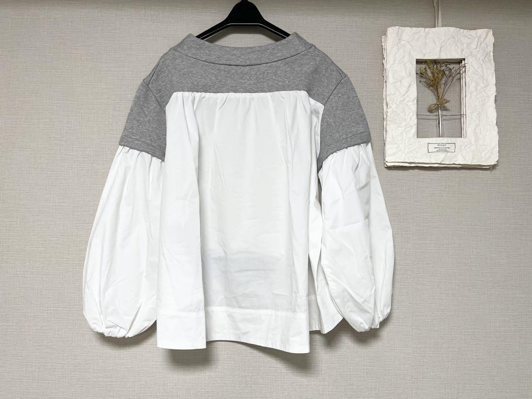 【正規通販】 美品 グレー×ホワイト シャツコンビカットソー BEARDSLEY トップス