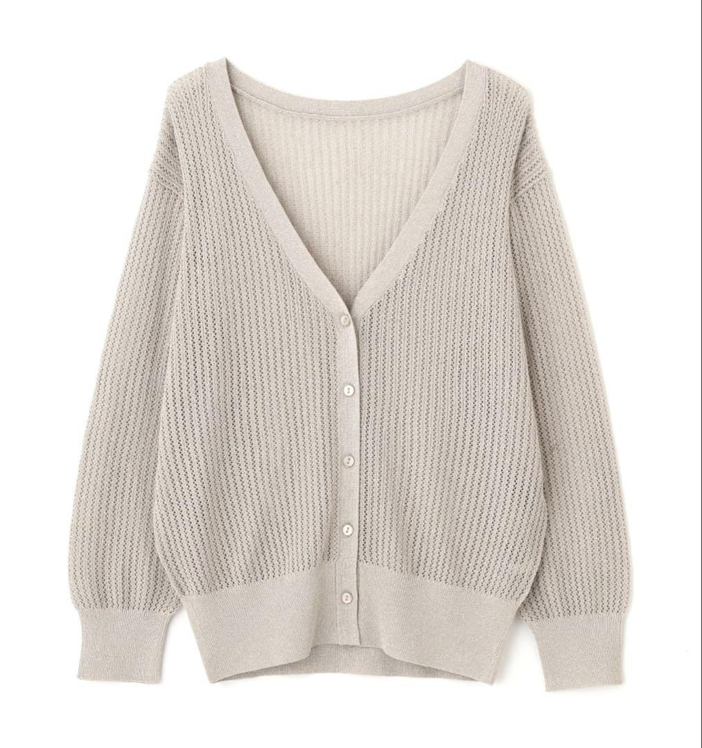 ROPORTION BODY DRESSING ラメ入り　透かしカーディガン夏用