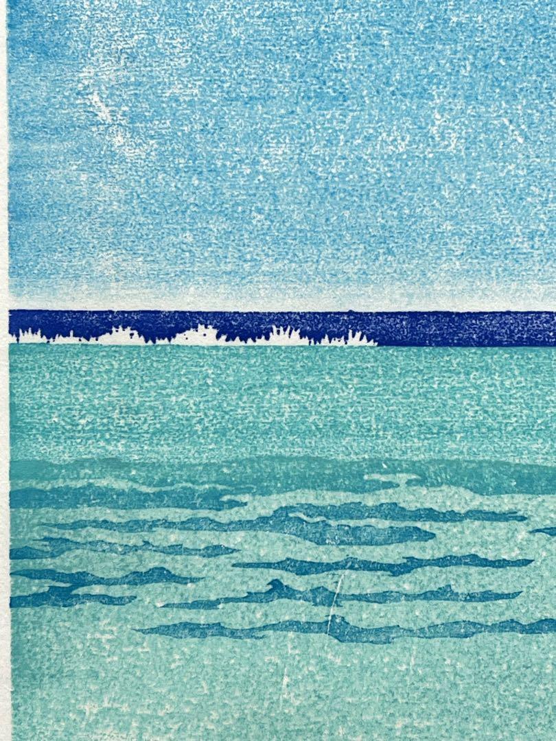 木版画『Peaceful blue』