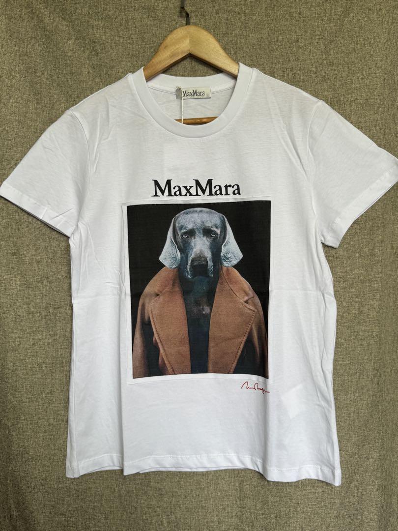 美品 MaxMara 犬プリント Tシャツ Lサイズ