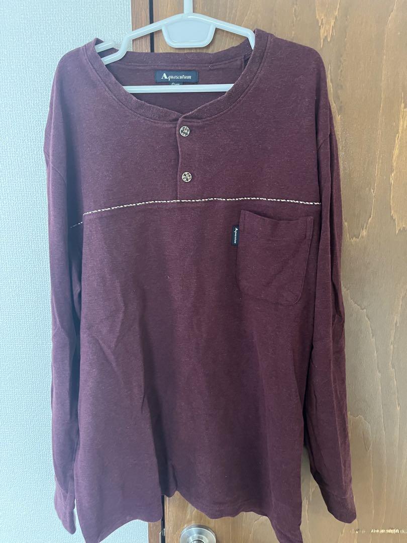 Aquascutum バーガンディ 長袖シャツ