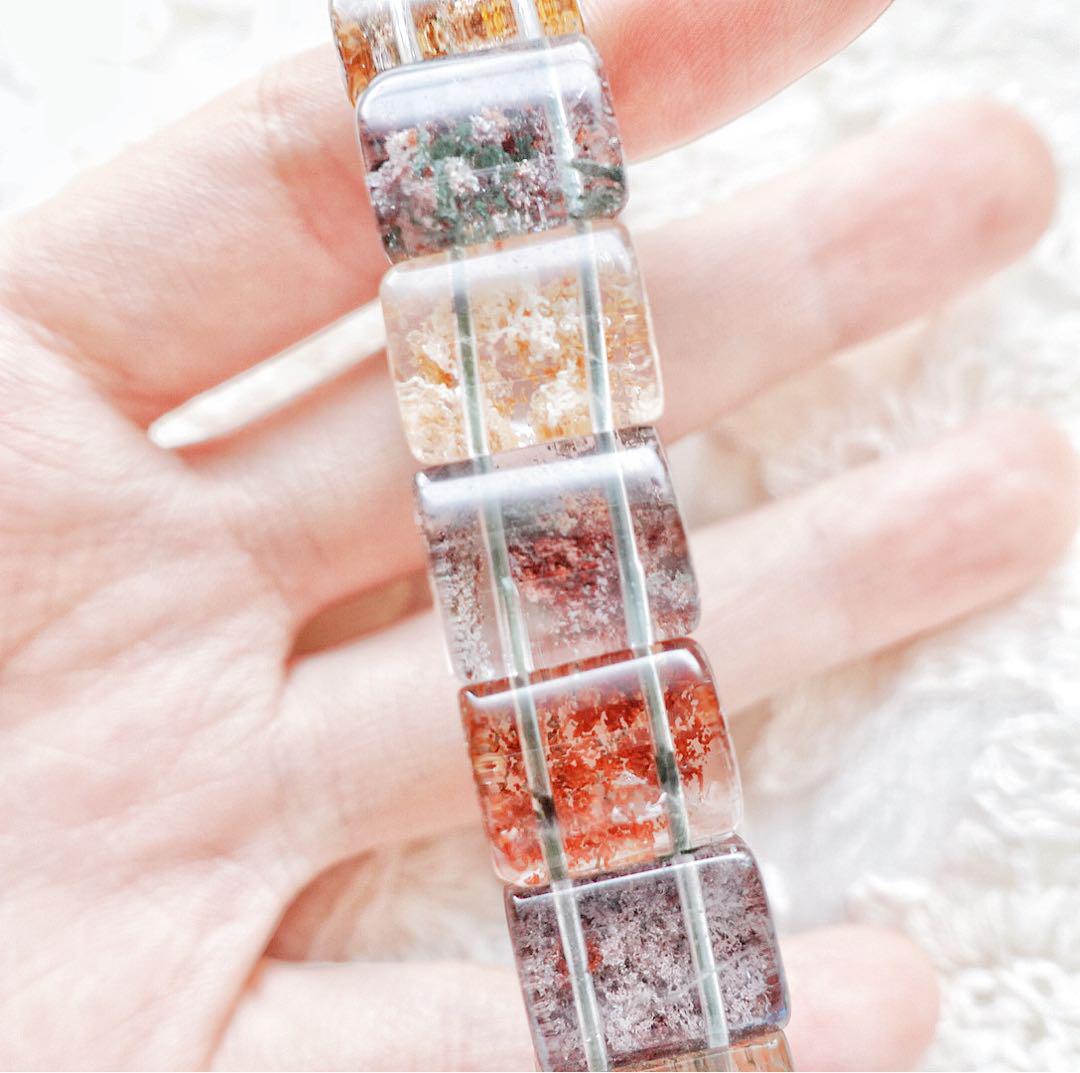 ガーデンクォーツ ブレスレット バングル 水晶 天然石大玉 14mm