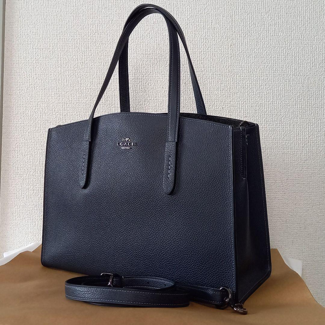 いネイビー 美品 コーチショルダーバッグ2way ハンドバッグ RPaDB-m61050410200 コーチCOACHバッグ ームは