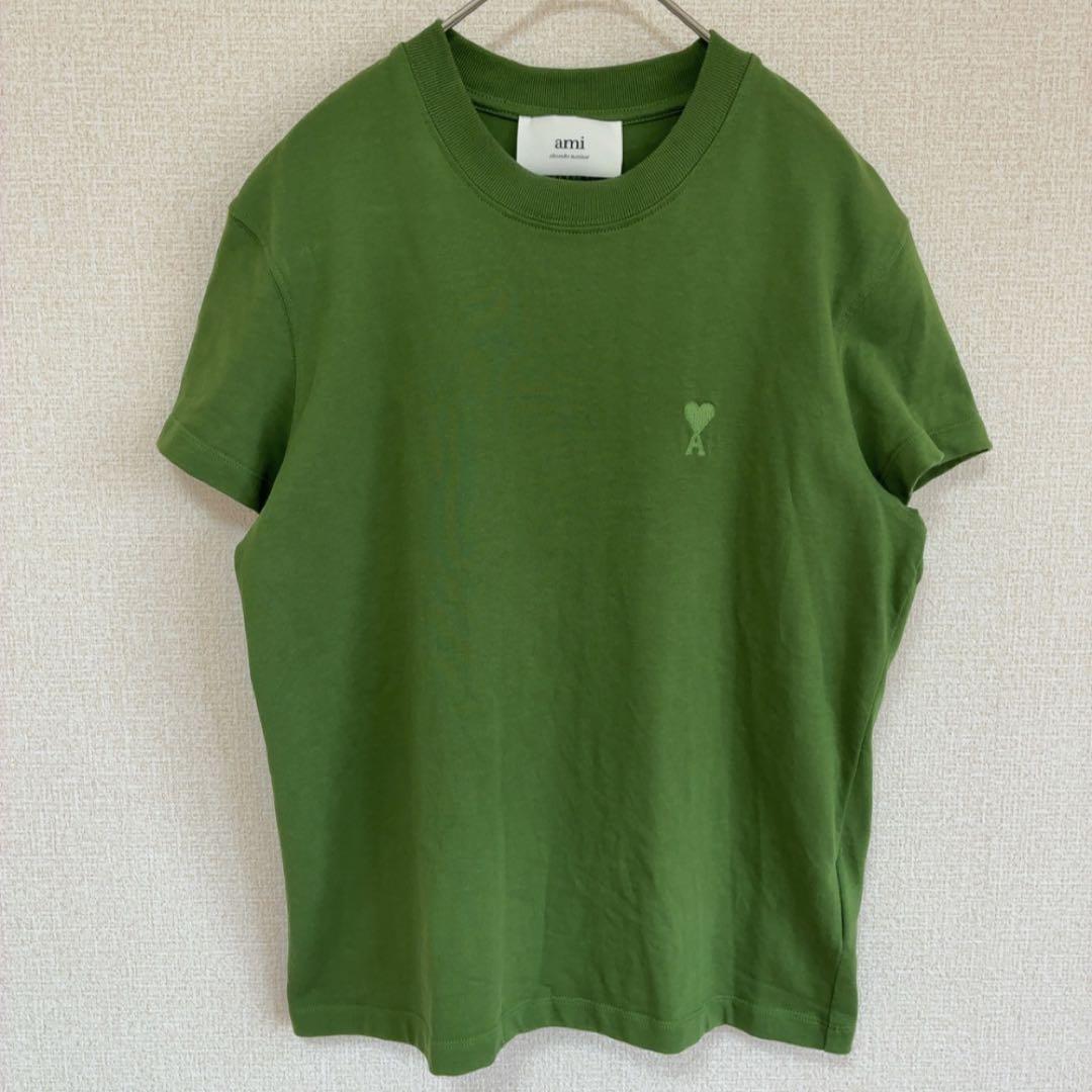 amiparis アミパリス ハートロゴ刺繍Tシャツ XS グリーン 半袖