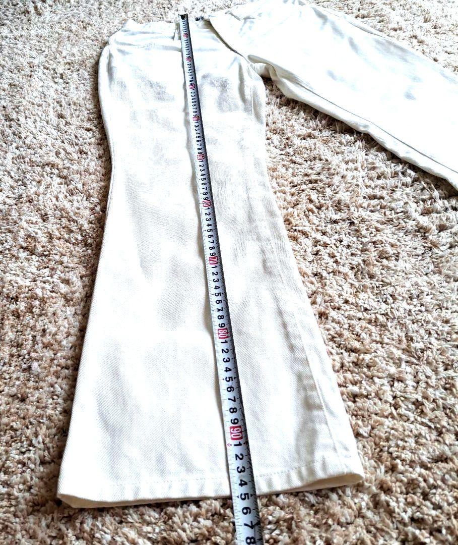 超希少ひまわり刺繍 フレアデニムパンツ 白 レトロ Y2K 個性派