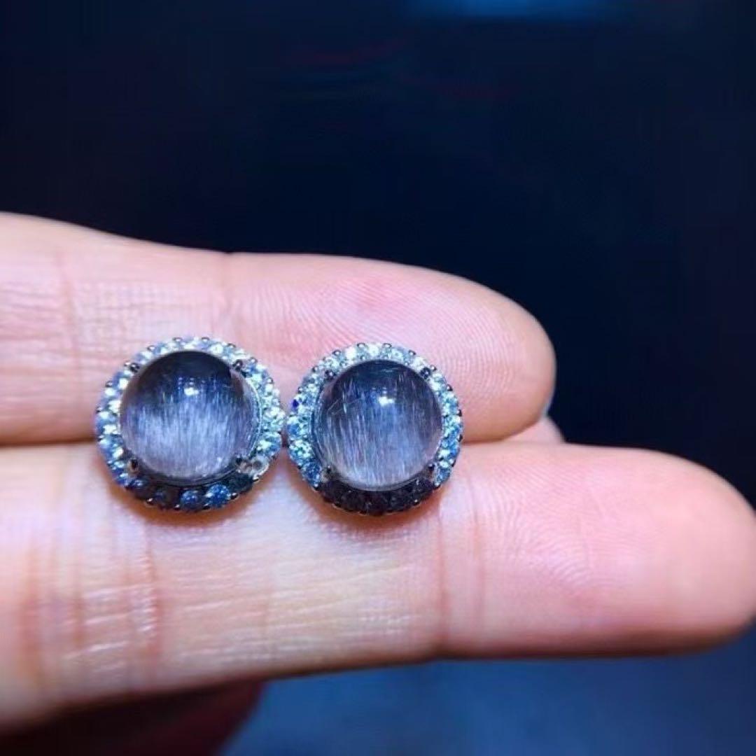 ⭐︎【高級】プラチナタイチンルチルクォーツ ピアス s925 8mm