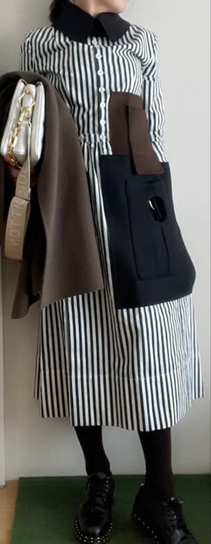 お値下終了します★Maison Margielaドッキングストライプシャツワンピ