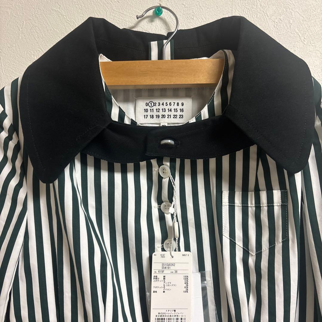 本日お値下終了Maison Margielaドッキングストライプシャツワンピース