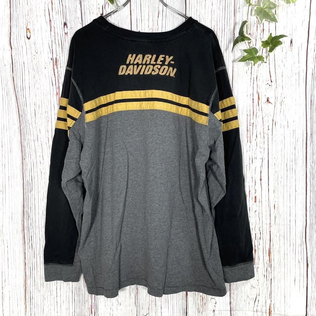 【人気】ハーレーダビッドソン　長袖カットソー　Tシャツ　ロンT 黒　ロゴ