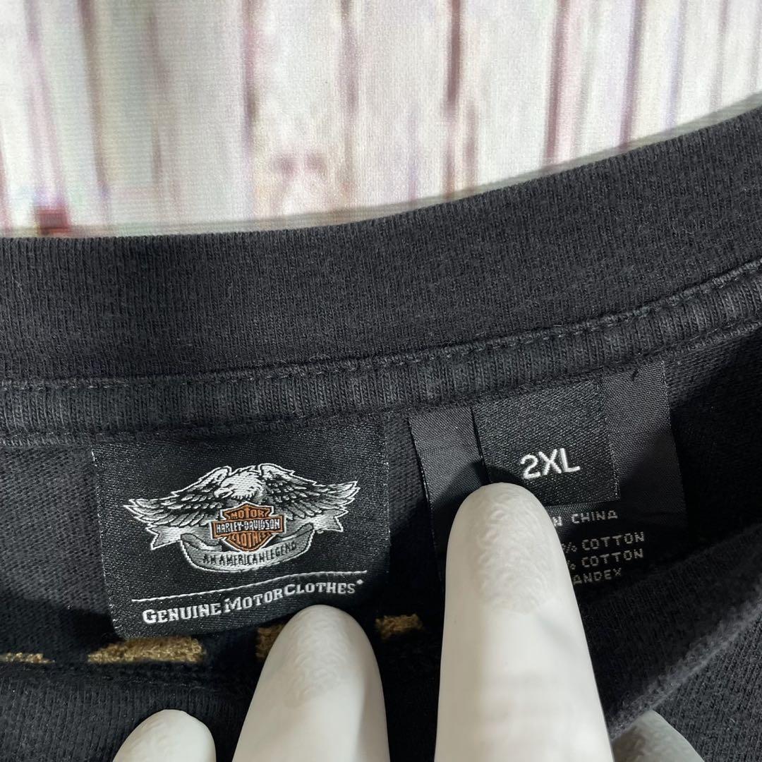 【人気】ハーレーダビッドソン　長袖カットソー　Tシャツ　ロンT 黒　ロゴ