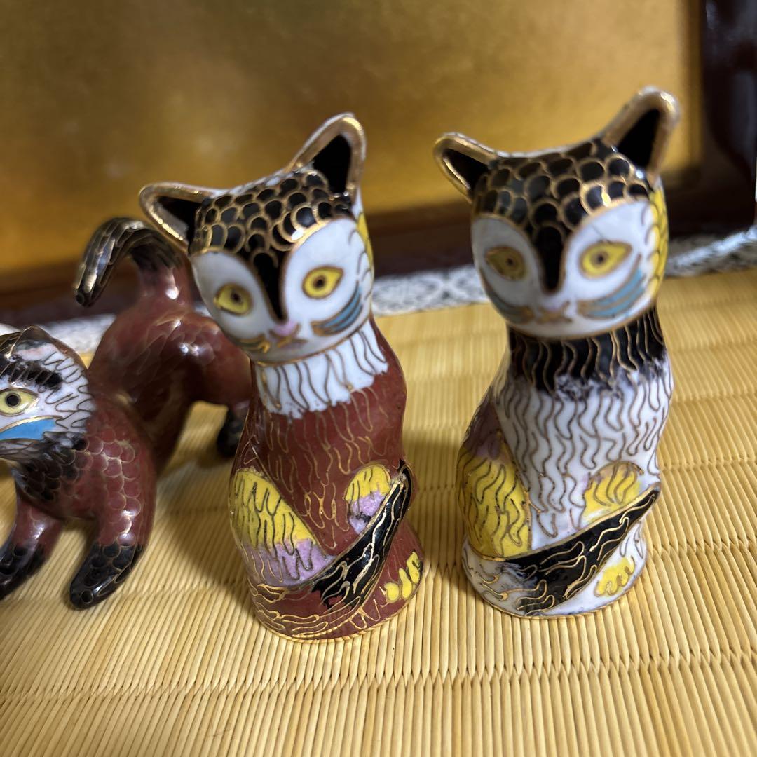 中国 古美術 七宝焼 猫の置物 ⭐︎MAX価格