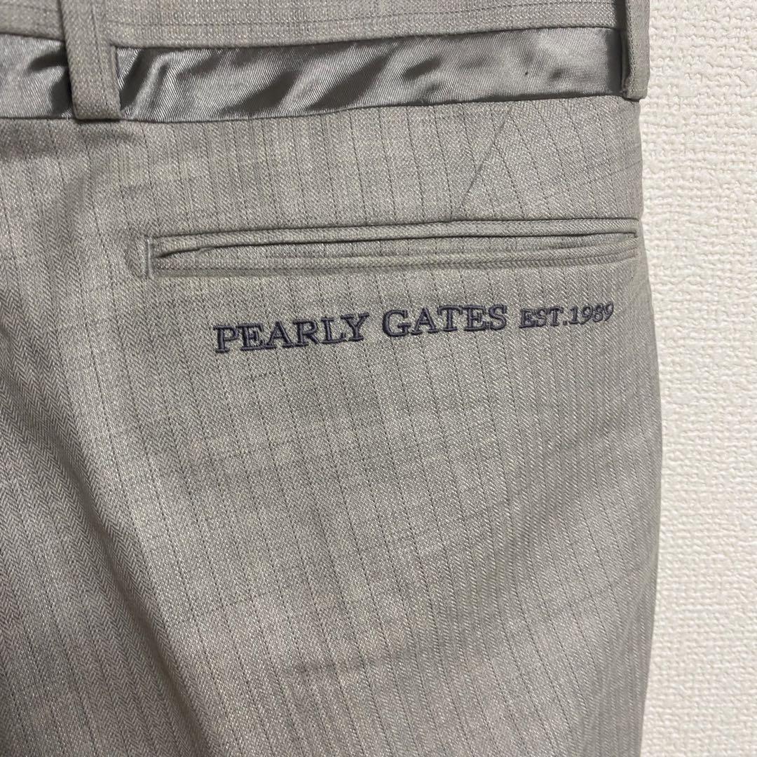 PEARLY GATES メンズ ロゴ刺繍 ストライプパンツ グレー パーリーゲイツ グレー ストライプ パンツ 魚ロゴ付き - メルカリ