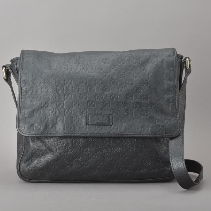 GUCCI◇グッチ GG柄 メッセンジャーバッグ グッチシマ レザー ブラック 画像2