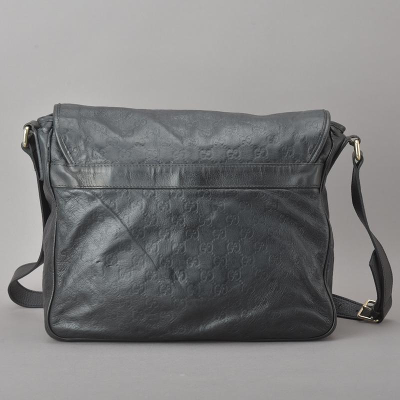 GUCCI◇グッチ GG柄 メッセンジャーバッグ グッチシマ レザー ブラック 画像3